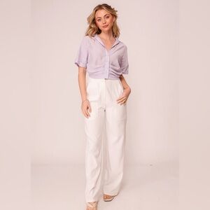 110 - Lavender Waist Tuck White Button Down Shirt